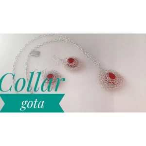 Collar y Aretes Gota Roja